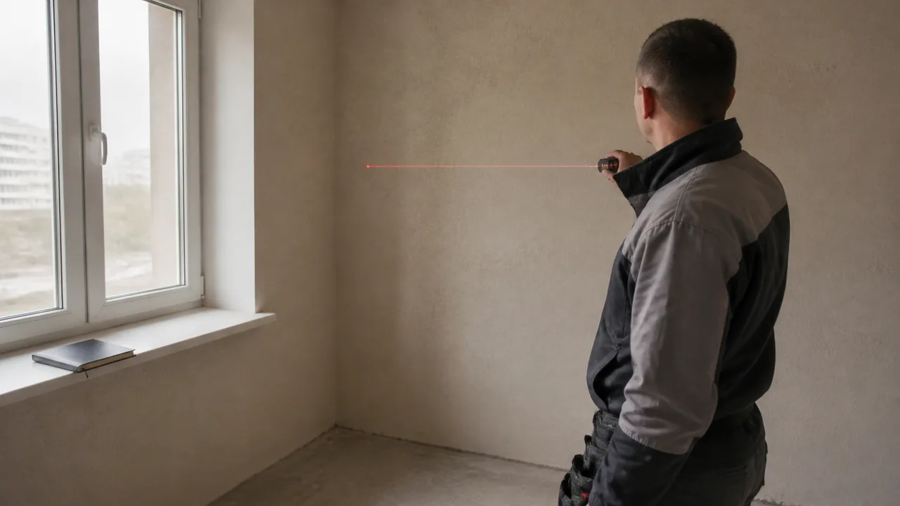 Fase di cantiere durante una ristrutturazione casa con planimetrie sul tavolo